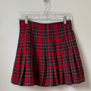 Brandy Melville Red Plaid Tartan Pleated Skirt